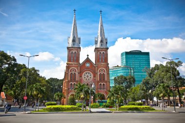Ho Chi Minh City, Vietnam 'da Notre-Dame Katedrali simgesi.