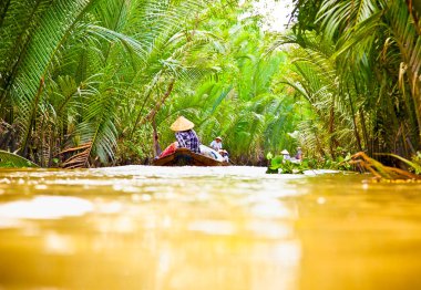 Mekong deltasında tekneler, Can Tho, Vietnam.