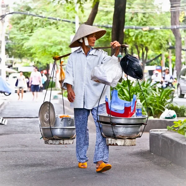 Chi Minh Vietnam Novembre 2013 Vendeur Nourriture Rue Dans Rue — Photo