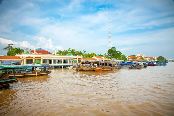 Puerto Turístico Tho Delta Del Mekong Vietnam — Foto de Stock
