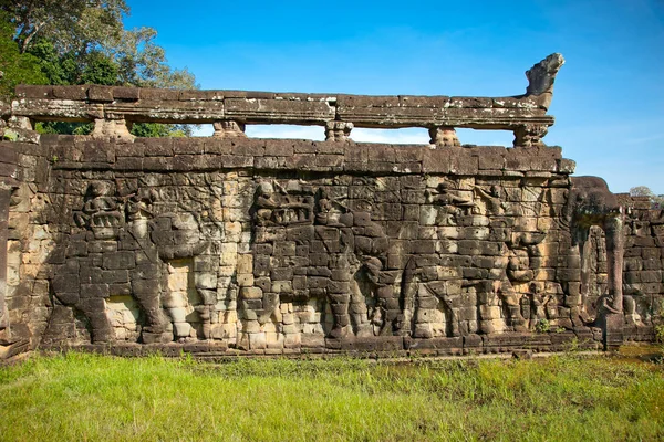 Sculpture Éléphant Relief Angkor Thom Près Siem Reap Cambodge — Photo