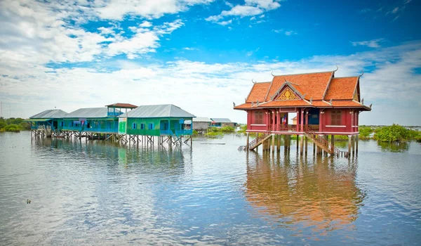 Police Station Primary School Village Water Tonle Sap Lake Cambodia — Stock Photo, Image