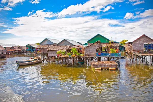 Pueblo Flotante Agua Del Lago Tonle Sap Camboya — Foto de Stock