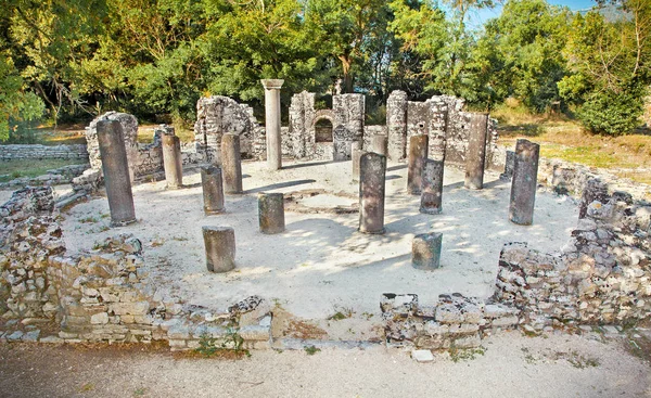 Restos Del Antiguo Baptisterio Del Siglo Butrint Albania — Foto de Stock