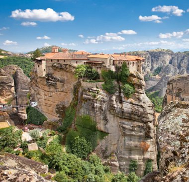 Panoramik görünüm Meteora Trikala, Yunanistan.