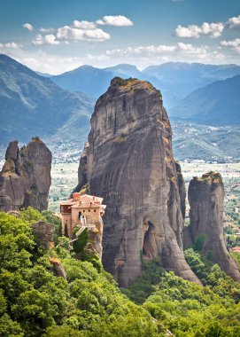 Panoramik görünüm Meteora Trikala, Yunanistan.