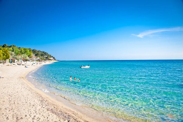 Spiaggia Sabbia Sani Sulla Penisola Kassandra Calcidica Grecia — Foto Stock
