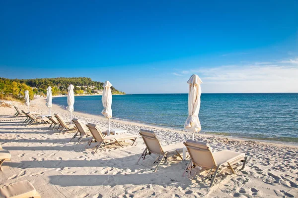 Spiaggia Sabbia Sani Sulla Penisola Kassandra Calcidica Grecia — Foto Stock