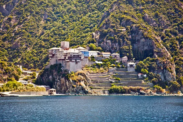 Kutsal Athos Dağı Ndaki Agios Dionisiou Ortaçağ Manastırı Yunanistan — Stok fotoğraf