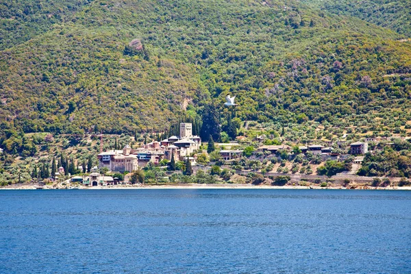 Dochiariou Pittoresco Monastero Ortodosso Medievale Monte Athos Agion Oros Montagna — Foto Stock