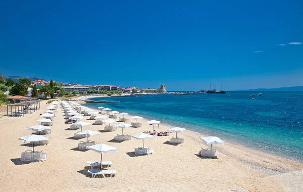 Beautiful Ouranoupolis Sandy Beach Athos Peninsula Greece — ストック写真