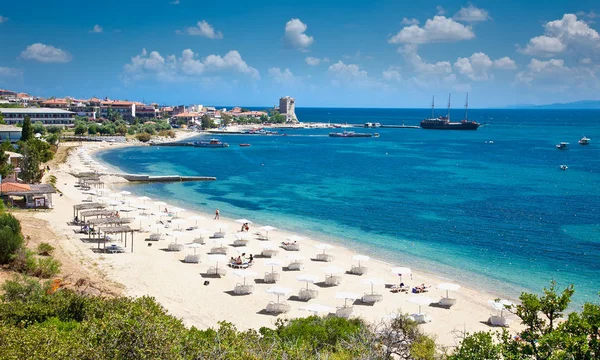 Piękna Piaszczysta Plaża Ouranoupolis Półwyspie Athos Grecja — Zdjęcie stockowe