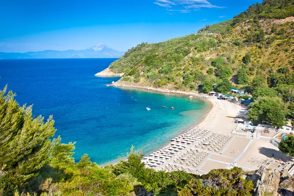 希腊哈尔基迪基 锡托尼亚半岛 西尼斯提斯附近美丽的海滩 — 图库照片