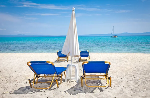 Hermosa Playa Hanioti Península Kasandra Halkidiki Grecia — Foto de Stock