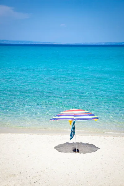 Piękna Plaża Hanioti Półwyspie Kasandra Halkidiki Grecja — Zdjęcie stockowe