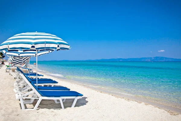 Bella Spiaggia Hanioti Sulla Penisola Kasandra Calcidica Grecia — Foto Stock