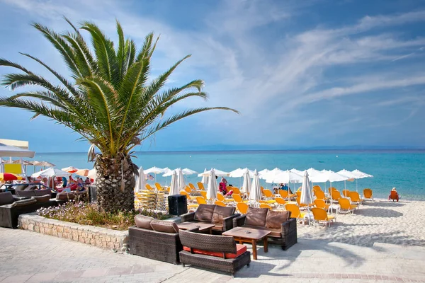 Praia Policrono Bonita Península Kasandra Halkidiki Grécia — Fotografia de Stock