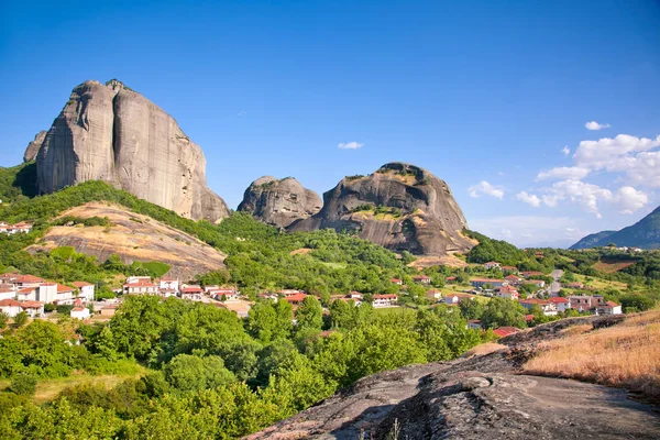 Hermosa Vista Panorámica Meteora Trikala Pueblo Grecia — Foto de Stock