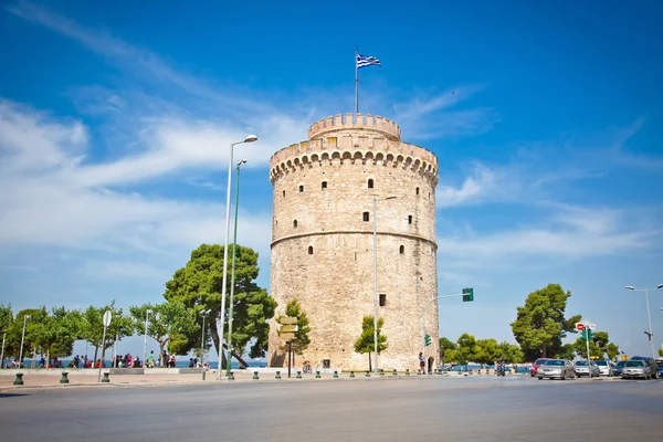 Thessaloniki Greece May 2014 White Tower Exhibition Dedicated City Its 로열티 프리 스톡 사진