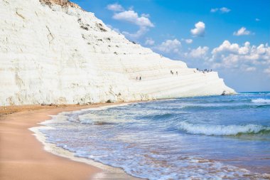 Beyaz plaj. Scala dei Turchi üzerinde Sicilya, İtalya.