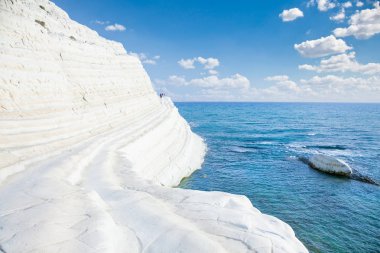 Beyaz plaj. Scala dei Turchi üzerinde Sicilya, İtalya.