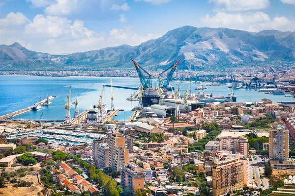 Belle Vue Panoramique Sur Chantier Naval Palerme Sicile Italie — Photo