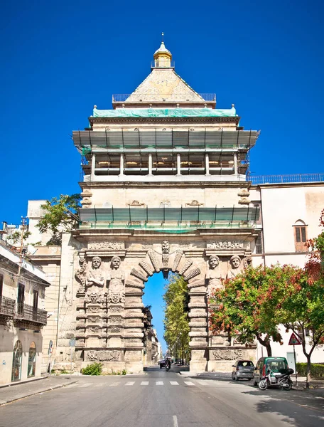 Porta Nuova Palermo Puerta Medieval Centro Histórico Sicilia Italia —  Fotos de Stock