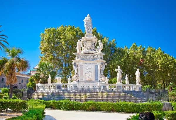 Estátua Pedra Villa Bonanno Parque Público Palazzo Reale Palermo Sicília — Fotografia de Stock