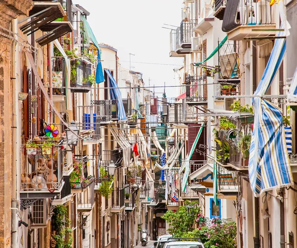 Old Mediterranean Steet Cefalu Medieval City Sicily Italy — Stock Photo, Image