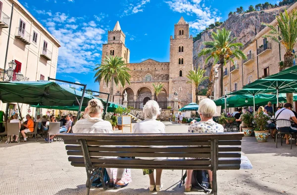 Cefalu Sicilia Sep 2014 Plaza Principal Septiembre 2014 Cefalú Ciudad — Foto de Stock