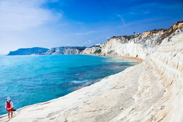 Λευκή Παραλία Scala Dei Turchi Για Σικελία Ιταλία — Φωτογραφία Αρχείου