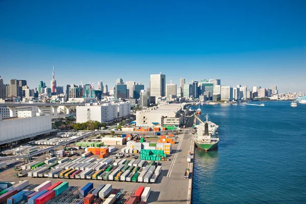 Visa Containerfartyg Hamnen Sumida River Odaiba Tokyo Japan — Stockfoto