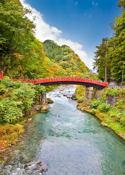 Puente Sagrado Rojo Shinkyo Nikko Japón —  Fotos de Stock