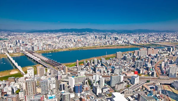 Вид Осаку Последнего Этажа Самого Высокого Здания Городе Симфония Холл — стоковое фото