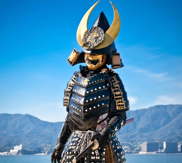 Miyajima Japan Oct 2014 Japanese Man Samurai Costume Oct 2014 — ストック写真