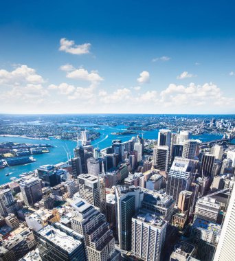 Sidney Sydney Kulesi doğru şehir merkezinin havadan görünümü , Avustralya.