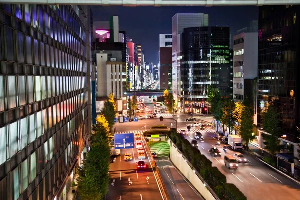 Округ Гінца Вночі Токіо Японія Район Пропонує Великі Магазини — стокове фото