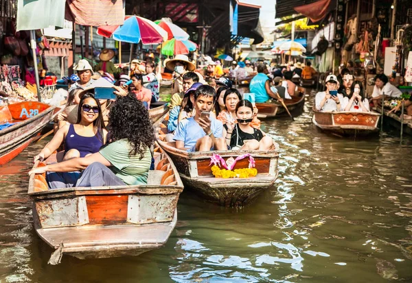 Ratchaburi Tailandia Ene 2016 Mercados Flotantes Enero 2016 Damnoen Saduak — Foto de Stock