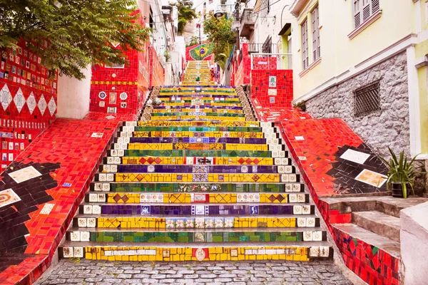 Schodiště Escadaria Selaron Slavný Veřejné Kroky Umělce Jorge Selaron Rio — Stock fotografie