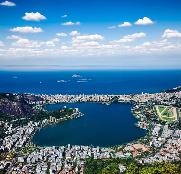 Panoramautsikt Över Ipanema Lagoa Och Leblon Rio Janeiro Brasilien — Stockfoto