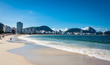 Rio de Janeiro Güzel Copacabana Plajı. Brezilya.
