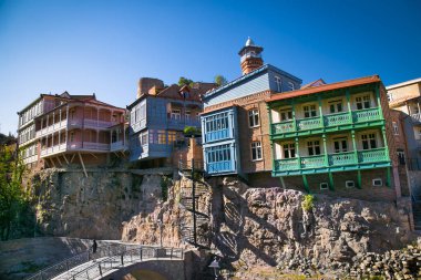 Eski Tiflis'teki binalar, Gürcistan'ın başkenti. Avrupa.