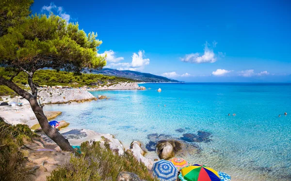 Mooi Oranje Strand Aan Oostkust Van Het Schiereiland Sithonia Halkidiki — Stockfoto