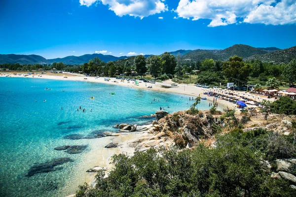 Praia Sikias Bonita Costa Oriental Sithonia Halkidiki Greece — Fotografia de Stock