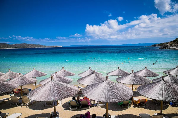Piękna Plaża Kalimataria Wschodnim Wybrzeżu Sithonia Półwyspie Chalkidiki Grecja — Zdjęcie stockowe