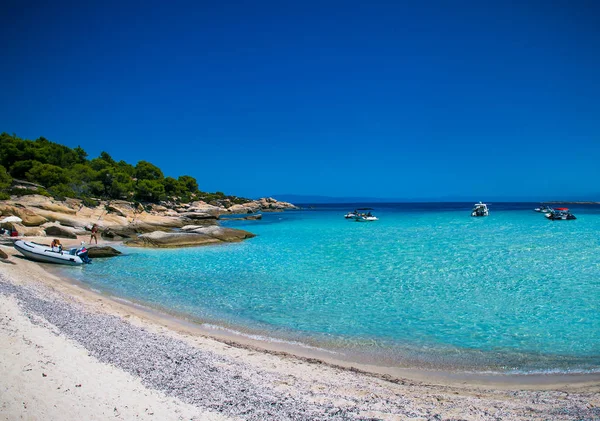 Praia Bonita Ilha Diaporos Perto Sithonia Halkidiki Grécia — Fotografia de Stock