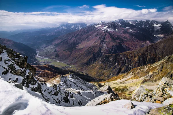 Beautiful Panoramic View 3500 Meter Tetnuldi Glacier Mestia Svaneti Region — Stock Photo, Image