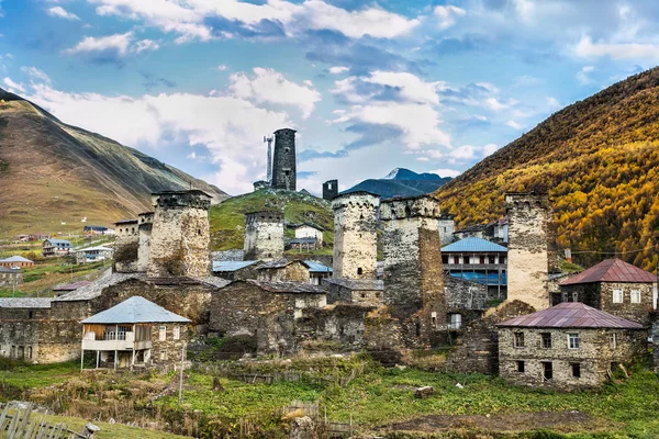 Muzeum Wsi Ushguli Svaneti Górne Svaneti Wpisane Listę Światowego Dziedzictwa — Zdjęcie stockowe