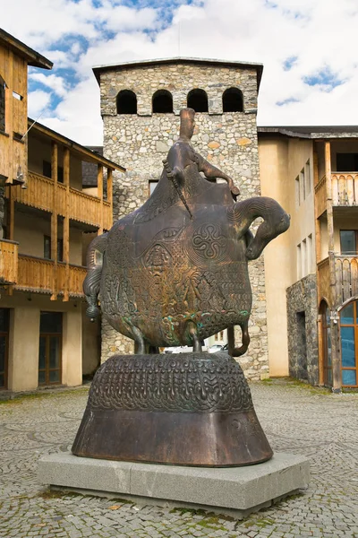 Mestia Georgia Okt 2016 Monument Drottning Tamar Centrera Offentligt Torg — Stockfoto