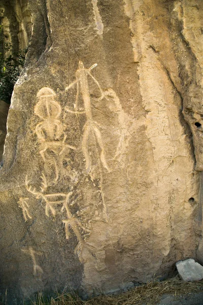 Prehistorical Петрогліфи Qobustan Азербайджан Qobustan Петрогліфи Указані Списку Юнеско Всесвітньої — стокове фото